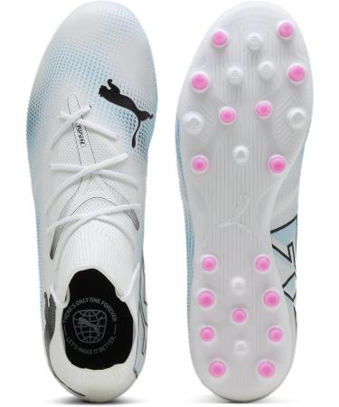 PUMA Men's Future 7 Match MG Soccer Shoes - White/Black/Pink | Size 43 EU - International Shipping Available - Buy Online on GoSupps.com