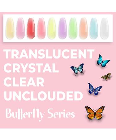 SXC Cosmetics Poly Extension Gel Nail Kit - 10 Translucent Colors - 15ML All-in-One Nail Enhancement Set - Butterfly Series - Buy Online on GoSupps.com