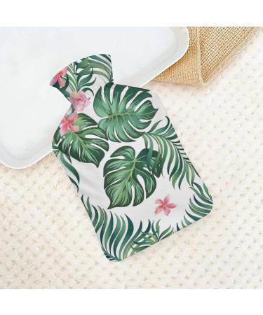 Tropical Leaf Hot Water Bottle with Plush Cover - Hand Warmer for Adults & Children | 26.5x15.3cm - International Shipping Available - Buy Online on GoSupps.com