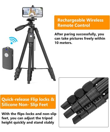 Professional 60 Camera Tripod with Phone Mount & Remote | Aluminum Portable Stand with Travel Bag | Compatible with Phone, Camera, Projector, DSLR | 5-Section Tripod - Buy Online on GoSupps.com