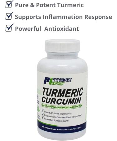Performance Inspired Nutrition Turmeric Curcumin Capsules Joint Support & Antioxidant Enhanced Absorption 60 Count - Buy Online on GoSupps.com