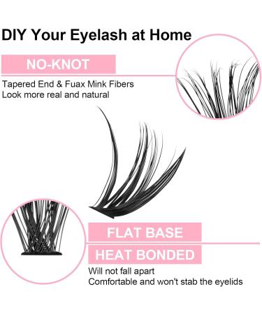Cluster Eyelash Extension 280pcs 0.07D 40D Curl 13mm Length Soft and Natural False Eyelash DIY Individual Lashes Extensions at Home (13mm 280P-0.07-40D) - Buy Online on GoSupps.com