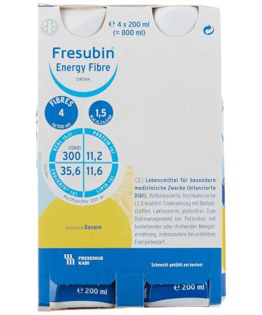 Fresenius Kabi Fresubin Energy Fibre Drink - Banana Flavor 200ml Bottles 24 Pack Nutritional Supplement for Energy and Fibre Boost International Shipping Available - Buy Online on GoSupps.com