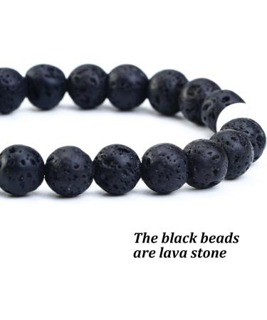 5 Pieces Howlite Lava Rock Stone Bracelets - Essential Oil Diffuser Yoga Beads with Drawstring Bag - Natural Chakra Accessories for Couples - Buy Online on GoSupps.com