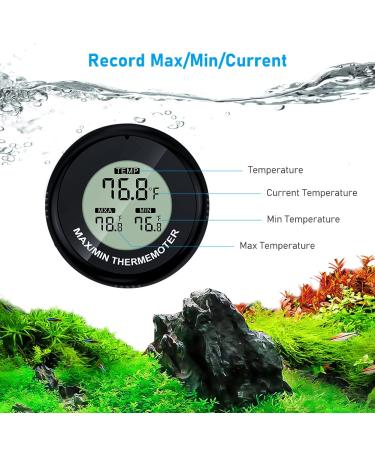 2-Pack Digital Aquarium Thermometer for Fish Tank - High Accuracy LCD Thermometer with Max/Min Temperature Record - Ideal for Fish, Axolotl, and Turtle Tanks - Buy Online on GoSupps.com