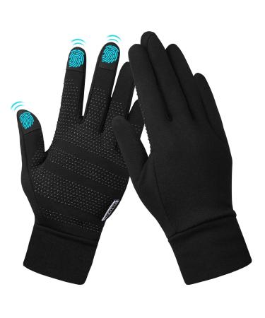 BQA touchscreen bicycle gloves men warm winter gloves women for running driving cycling hiking.Non -slip light skiing gloves thermal shoes breathable elastic running gloves L black