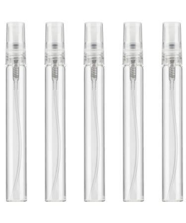 SAVITA 5PCS 10ml Clear Spray Bottle Refillable Perfume Atomizer Small Fine Mist Empty Glass Liquid Containers for Essential Oils, Perfumes Personal Beauty Care