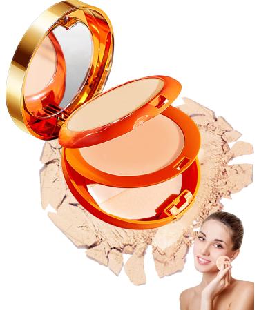Portable 2 Layers Oil Control Face Powder Compact  Long-Lasting Matte  Flawless Pressed Setting Powder  Perfect Concealer Foundation Makeup Women s Mother's Day Gift for Girl Women (Natural + Ivory) 02 Ivory + Natural