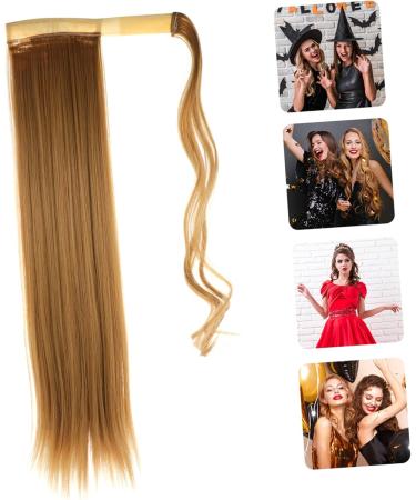 Beatifufu Curly Wig Ponytail Tails Hair Extensions Long Hair Extension Brown Wavy Hairpiece Hair Barrettes for Women Ponytail Hairpiece Hair Miss High Temperature Wire Real Hair Extend 60X12cm Picture 4 - Buy Online on GoSupps.com