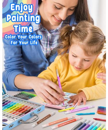 Unicorn Art Case Set for Girls - Painting Drawing Coloring Kit with Washable Markers, Pens, and Crayons - Ideal Gift for Kids - Blue - Buy Online on GoSupps.com