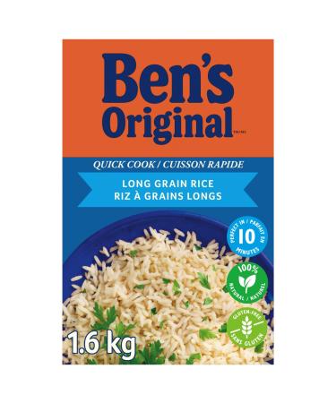 BEN'S ORIGINAL Quick Cook Long Grain Rice 1.6kg Box Long Grain 1.6 kg (Pack of 1)