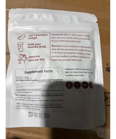 Sequente Vitared Astaxanthin 12mg Softgels Triple-Strength Antioxidant from Fresh Microalgae Supports Immune Health Skin & Eyes Non-GMO Gluten-Free (120 Capsules) - Buy Online on GoSupps.com