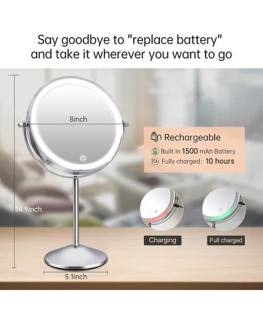 FASCINATE Rechargeable 1X/10X Magnifying Mirror with 54 LEDs - Dimmable Makeup Vanity Mirror in White - Buy Online on GoSupps.com