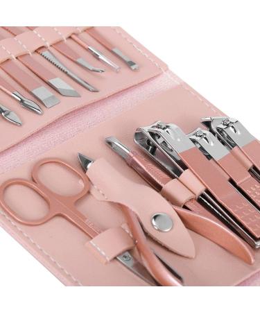Manicure Set Glamour Gaze Manicure Pedicure Kit Nail Clippers 16 in 1 Professional Stainless Steel Cuticle trimmer Grooming Kit for Men Women with Storage Travel Case Pink - Buy Online on GoSupps.com