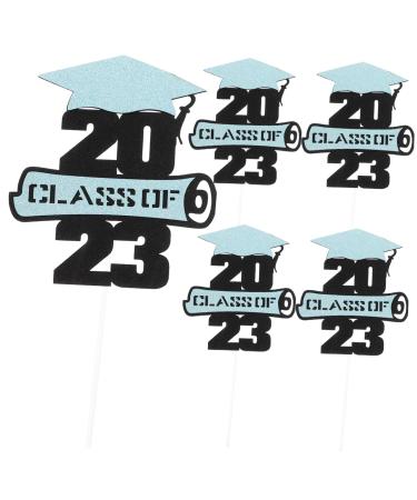 RUNROTOO 5pcs 2023 Graduation Visa Insertion Graduation Cap Topper College Graduation Decorations Graduation Decorations Class of 2023 Cupcake Toppers Graduation Gold Paper Cup Insert Card Blue 13x11.5cm