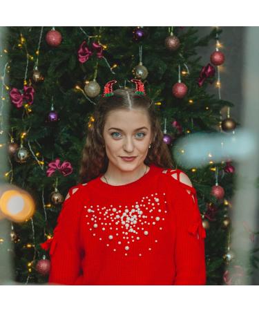 Christmas Hair Clips - 4 Pairs Glitter Sequins Antler Hair Accessories for Women & Girls | Perfect for Holiday Parties - Buy Online on GoSupps.com