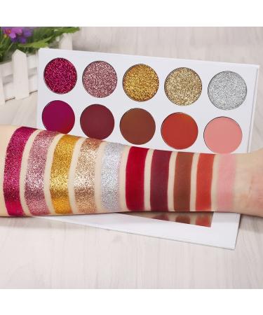 Matte Nude and Pressed Glitter Eyeshadow Palette - Long-Lasting, Waterproof, Highly Pigmented Eye Shadows in Brown, Red, Pink, Orange, Rose Gold, and Silver - Buy Online on GoSupps.com