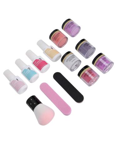 Dip Powder Nail Kit Starter 8Pcs Nail Art Powder Top Base Coat Gel Dusting Brush Manicure Tool Set DIY Salon Nail Art Manicure(K1213)