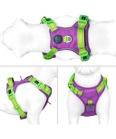 Buy Phoepet No Pull Dog Harness - Reflective Vest with Soft Training Handle for All Dog Sizes (Medium Violet & Green) - Buy Online on GoSupps.com