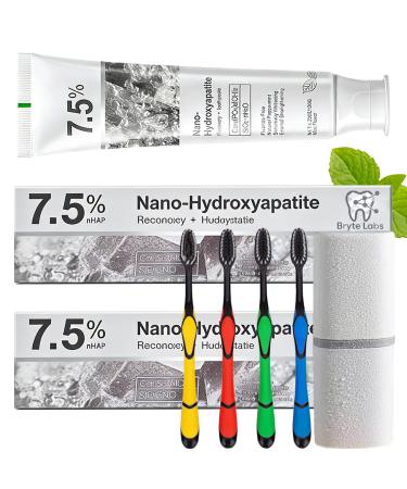 7.5% Hydroxyapatite Toothpaste for Advanced Enamel Protection Deep Cleaning Toothpaste Fluoride-Free Formula with Gentle Mint Suitable for Sensitive Teeth (4.2 Fl Oz (Pack of 2))