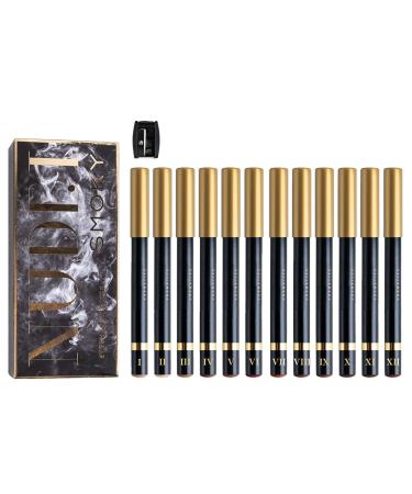 G n rique Eye Liner Pencil Set Compact Proof Pencil Kit with 12 Vibrant Colors Adorable Glitter and Matte Shadow Pencils for Women Men Makeup Artists Professional Long-Lasting Cosmetics