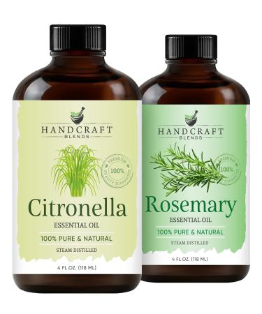 Handcraft Blends Herbal Shield Set: Rosemary and Citronella Essential Oils (2 x 4 Fl Oz) 100% Pure & Natural for Diffuser Aromatherapy and DIY Projects