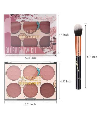 KAYNEST 6 Colors Matte Blush Palette with Marble Makeup Brush - Rose Pink Light-Luxury Contour & Highlight Face Palette (#B) - Buy Online on GoSupps.com