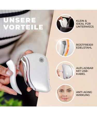 JVF Beauty Gua Sha Electric Facial Massage Device - Anti-Aging Face Lifting with Vibration Heat & Red Light LED - Perfect for Facial Care - White - Buy Online on GoSupps.com