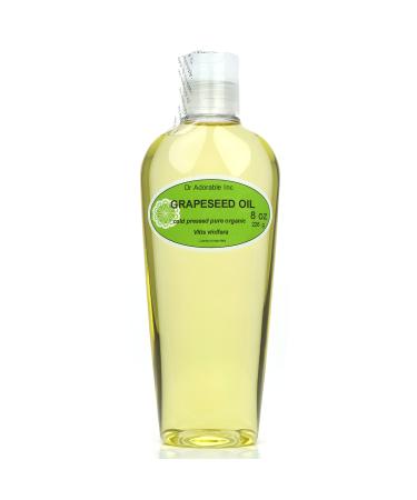 Dr Adorable - 8 oz - Grapeseed Oil - 100% Pure Natural Organic Cold Pressed