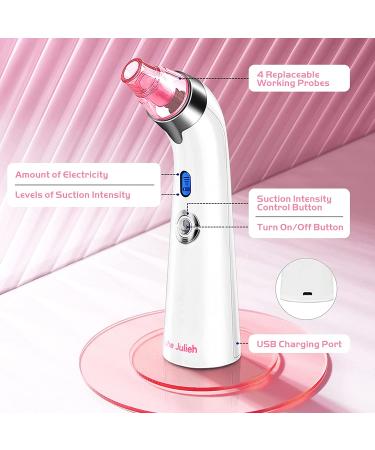Pore Vacuum Facial Cleaner with 5 Suction Power Probes for Blackhead, Acne, and Whitehead Removal - Pink - Buy Online on GoSupps.com