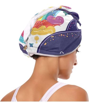 Cartoon Whale Star Cloud Rainbow Hair Towel 2 Pack - Super Absorbent Quick Dry Turbans for Women & Girls - Buy Online on GoSupps.com