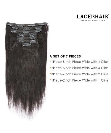 Lacer 10 Yaki Clip in Hair Extensions 120G 7 Pieces 10 Inch - Natural Black Remy Human Hair for Fashion Black Women with Relaxed Hair - Buy Online on GoSupps.com