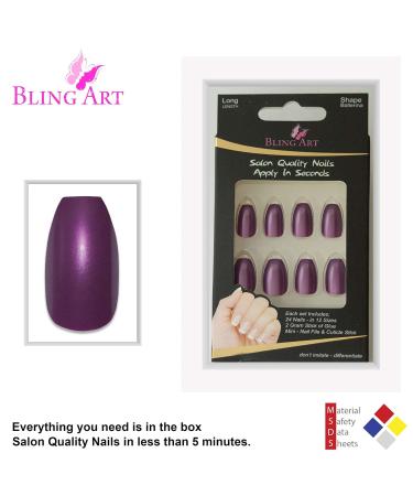 Shop Bling Art Purple Pearlescent Ballerina Coffin False Nails - 24 Long Tips with Glue | International Shipping Available - Buy Online on GoSupps.com