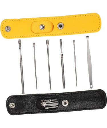 Stainless Steel Ear Cleaner Set - 8 Piece Earwax Removal Kit - Black Yellow - 10x3x1cm - Household Ear Cleaning Tools - Buy Online on GoSupps.com