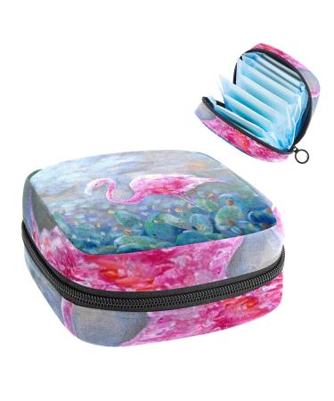 GIAPB Period Bag Sanitary Napkin Storage Bag Period Pouch Travel Makeup Bag Animal Flamingo Art Color788