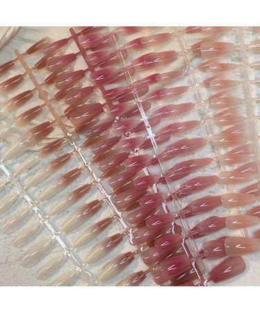 FEIlei 30Pcs Long Press on Nails Coffin French Fake Nails Tip Gradient Acrylic Nails Glossy False Nails for Women Girls - Buy Online on GoSupps.com