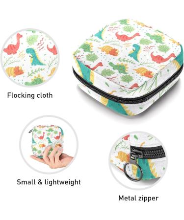 Colorful Dinosaur Menstrual Cup Pouch - Portable Period Bag for Women & Teens | Sanitary Napkin Storage & Nursing Pad Holder - Multi-colored - Buy Online on GoSupps.com