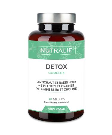 Detox Liver Intestine + Colon - Powerful and Effective Diuretic - Slimming + Eliminate Toxins - Artichoke Black Radish Vitamins and Plants - 90 Vegan Capsules Nutralie