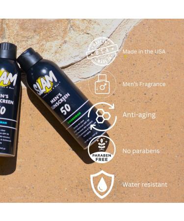 SLAM WoodsMan SPF 50 Scented Sunscreen Spray - Broad Spectrum Water & Sweat Resistant Reef Safe Teakwood Scent for Body & Face - Buy Online on GoSupps.com