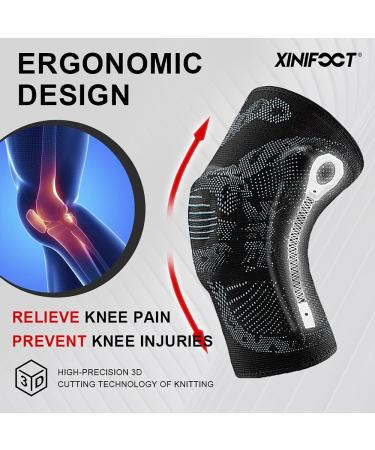 XINIFOOT Sport Knee Brace Compression Sleeve - Gel Pads & Stabilizers for Meniscus Tear & Arthritis | Best Support for Running - X-Large - Buy Online on GoSupps.com