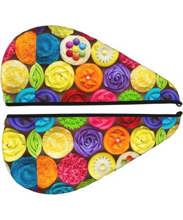 Buy Brightly Colored Cupcake Hair Towel Wrap | Quick Drying Turban with Button | Perfect for Effortless Hair Drying | International Shipping - Buy Online on GoSupps.com