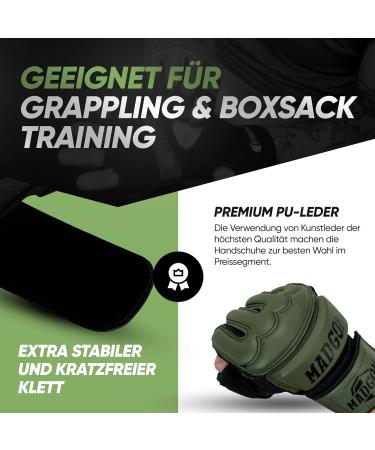 Madgon MMA Gloves - Professional Quality Boxing & Training Gloves for Grappling | Olive/Black - Buy Online on GoSupps.com