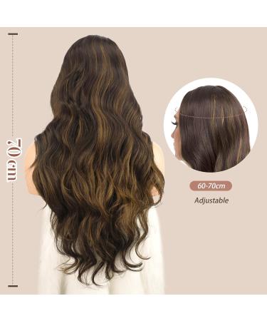 Buy Medium Part Curly Wavy Chestnut Brown Wig for Women - 70 cm Natural Synthetic Hair for Daily & Party Use - Buy Online on GoSupps.com