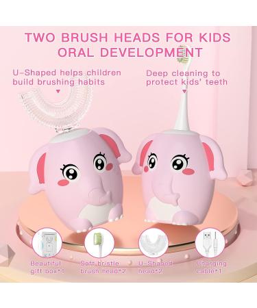 Kids Electric Toothbrush - Pink Elephant Design | IPX7 Waterproof | Rechargeable Ultrasonic | 6 Modes Oral Care for Children 2-7 Y - Buy Online on GoSupps.com