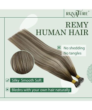 RUNATURE Nano Ring Hair Extensions Real Human Hair Blonde to Brown Ombre 20 Inch 50g A-Nano-#3/8/22 - Buy Online on GoSupps.com