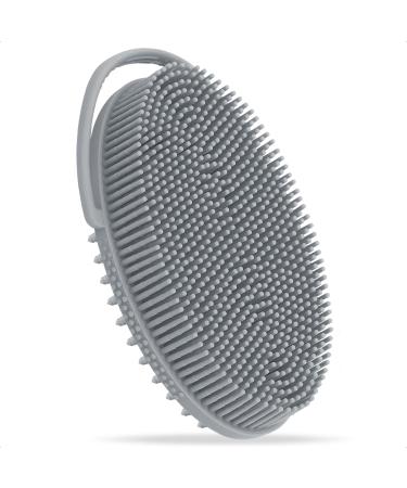 Hience body brush made of silicone with non-slip silicone loops bathing brushes massage brushes 2-page shower brush for peeling removing scales cellulite and gentle massage gray - Buy Online on GoSupps.com