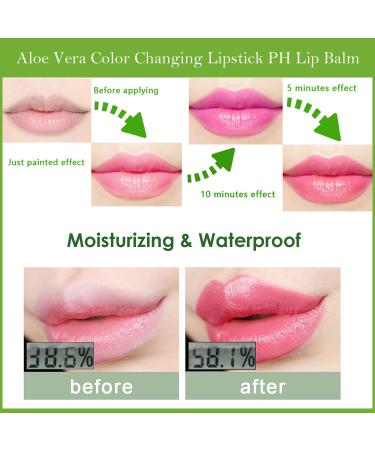 ZARICS Aloe Vera Lipstick Set A - Color Changing Lip Balm Moisturizing Korean Lip Tint | Crystal Jelly Lip Stain Waterproof Magic PH Lipstick for Women - Buy Online on GoSupps.com