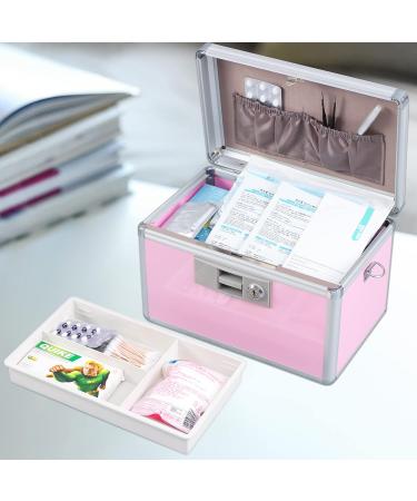 XYDStay Medicine Lock Box Aluminum First Aid Safe Storage Family Medication Cabinet Pink 12.2x7.9x8.2 Inch - Buy Online on GoSupps.com