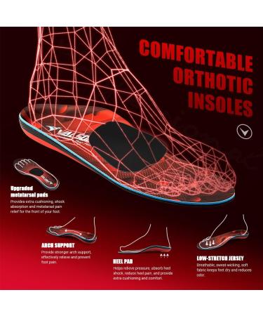 Valsole Orthopedic Insoles for Flat Feet & Plantar Fasciitis - Soft Functional Shoe Inserts for Men & Women (EU 38-39 25cm) - Red - Buy Online on GoSupps.com