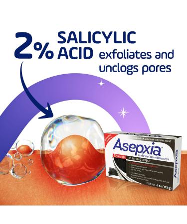 Asepxia Acne Care Set - Charcoal Cleansing Bar Soap for Acne and Blackheads + Acne Spot Treatment Cream with 2% Salicylic Acid - Removes Impurities Helps Oily Skin - 4 Oz Soap 1 Oz Cream - Buy Online on GoSupps.com